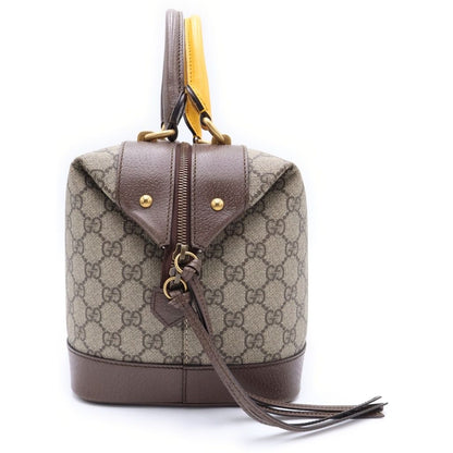 Gucci GG Supreme Mini Boston Bag Yellow Beige Brown Leather Gold — view 3