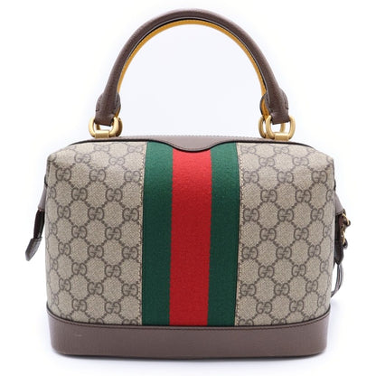 Gucci GG Supreme Mini Boston Bag Yellow Beige Brown Leather Gold — view 2