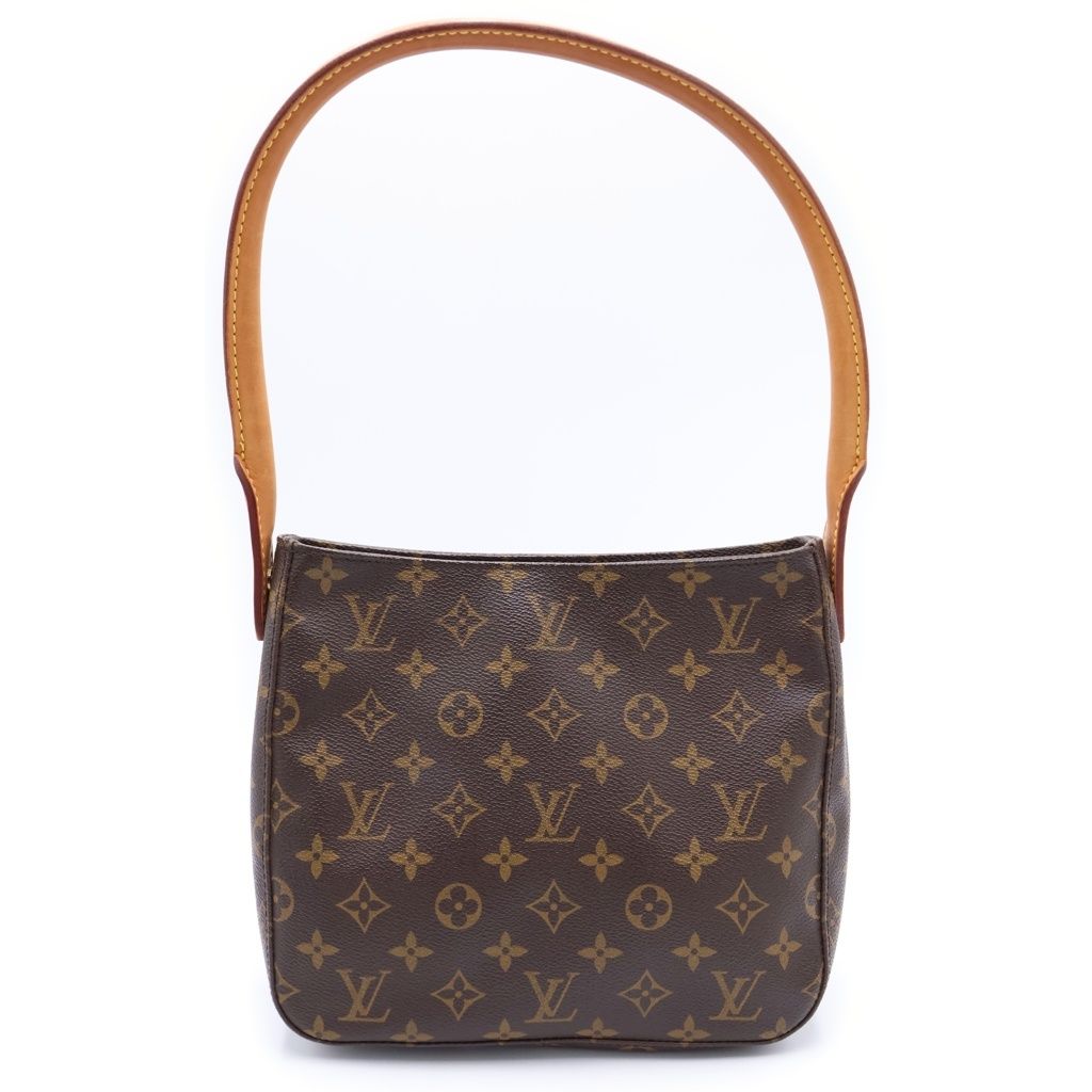 Louis Vuitton Monogram Looping MM Shoulder Bag Brown Leather Gold