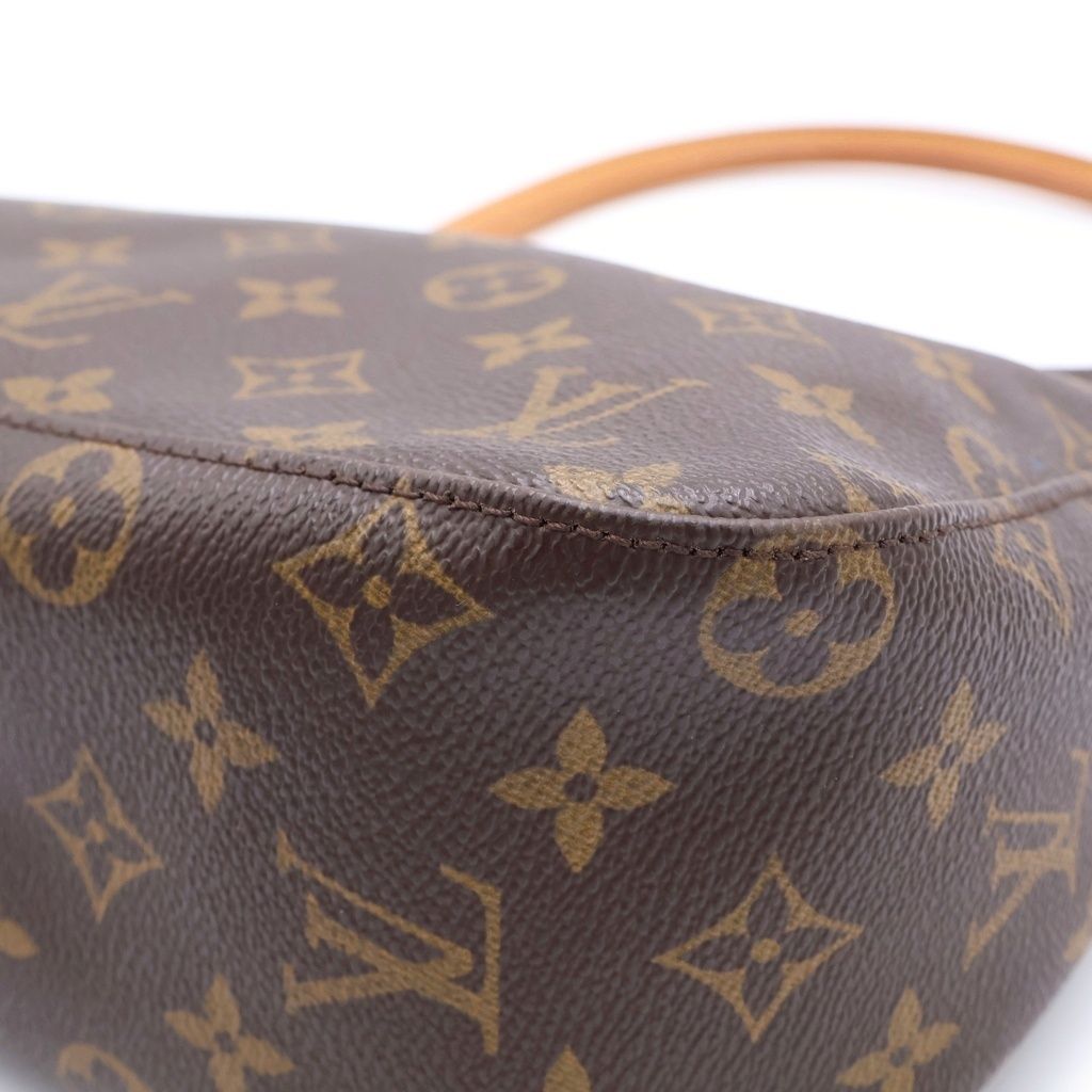 Louis Vuitton Monogram Looping MM Shoulder Bag Brown Leather Gold — view 6