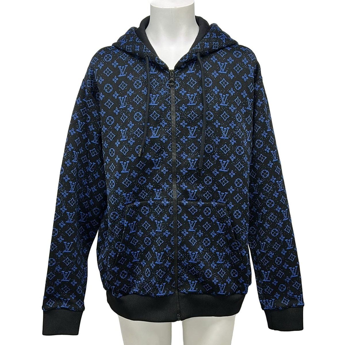 Louis Vuitton Hoodie L Monogram Zip Sle Jacquard Black Blue
