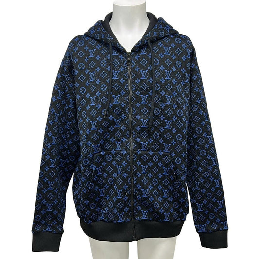 Louis Vuitton Hoodie L Monogram Zip Sle Jacquard Black Blue