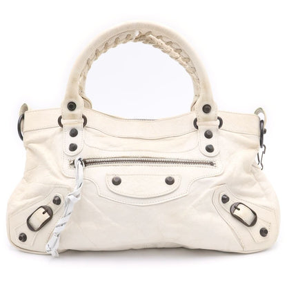 Balenciaga the St 2-Way Shoulder Bag Ivory White Leather Gold