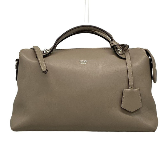 Fendi Handbag Visible Gray Beige Leather