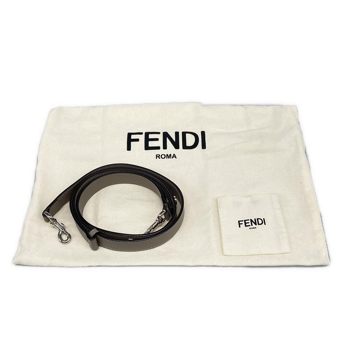 Fendi Handbag Visible Gray Beige Leather — view 8