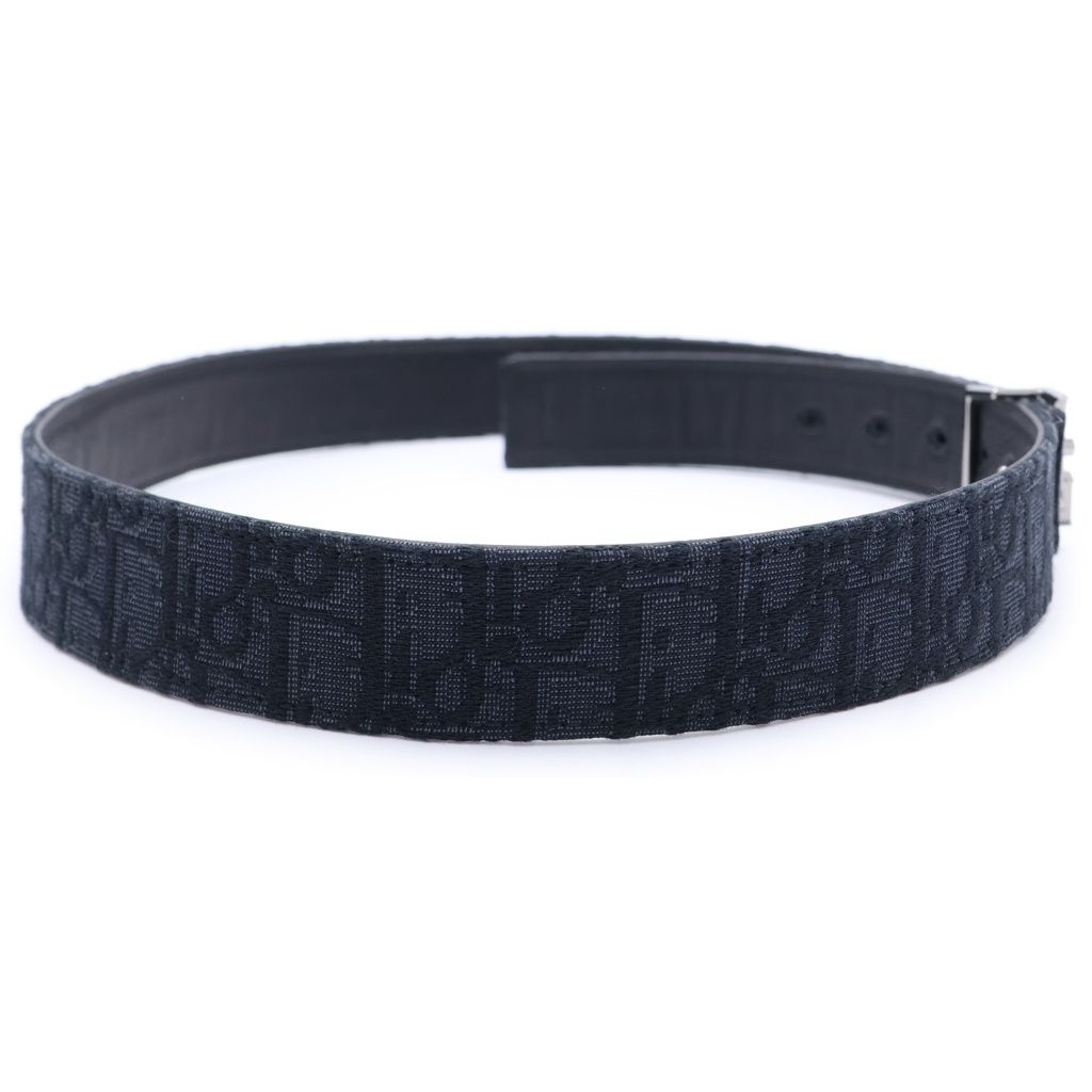 Dior Oblique Leather Belt Black 90 36 Gunmetal — view 3