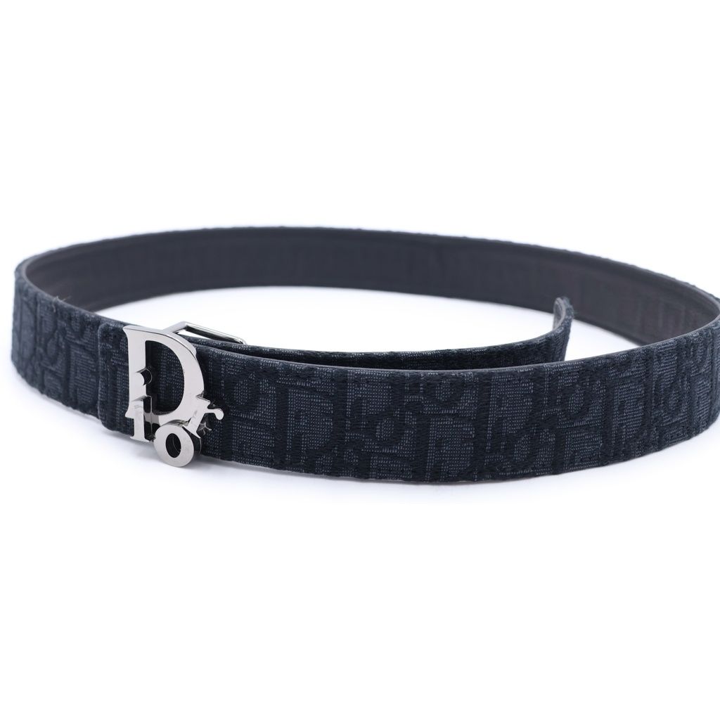 Dior Oblique Leather Belt Black 90 36 Gunmetal
