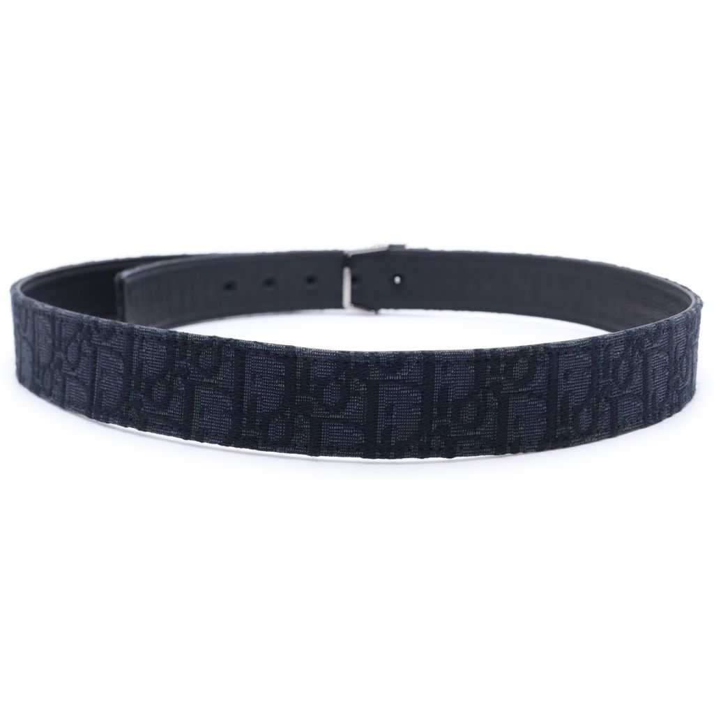 Dior Oblique Leather Belt Black 90 36 Gunmetal — view 2