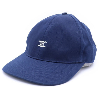 Celine Trio Embroidered Gabardine Baseball Cap Hat Navy