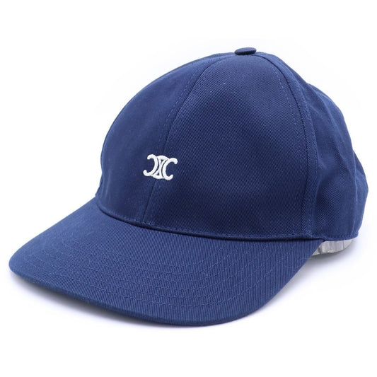 Celine Trio Embroidered Gabardine Baseball Cap Hat Navy