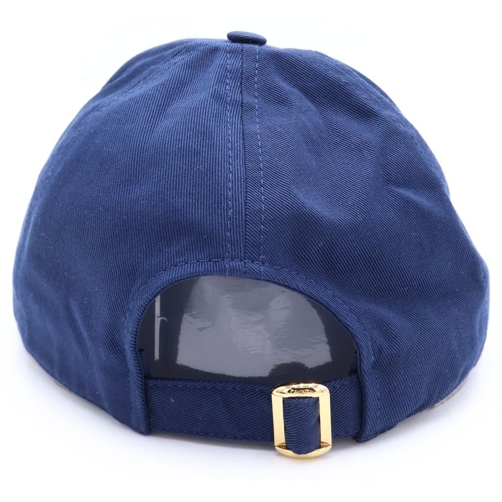 Celine Trio Embroidered Gabardine Baseball Cap Hat Navy — view 2