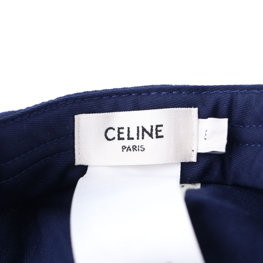 Celine Trio Embroidered Gabardine Baseball Cap Hat Navy — view 7