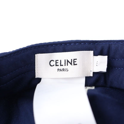 Celine Trio Embroidered Gabardine Baseball Cap Hat Navy — view 7