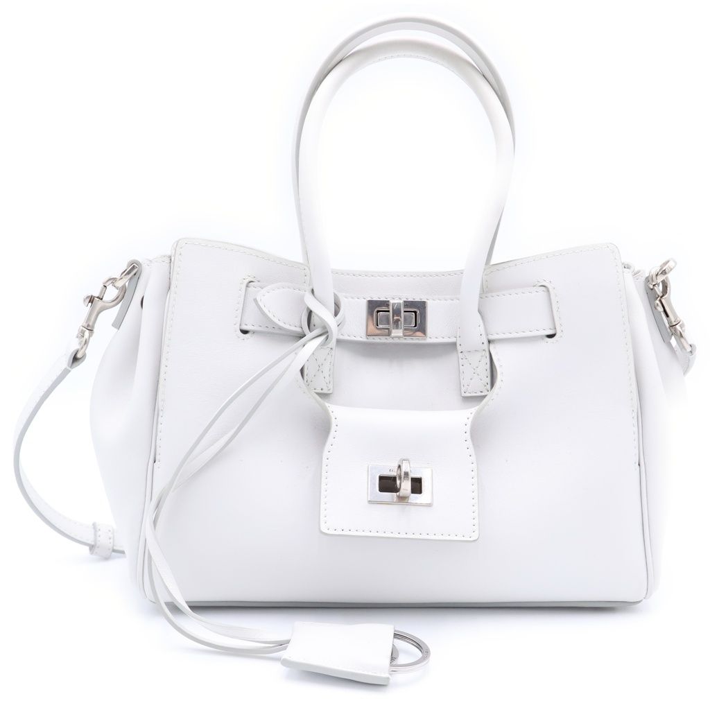 Balenciaga Bel Air Carryall Bag Mini Smooth Leather White