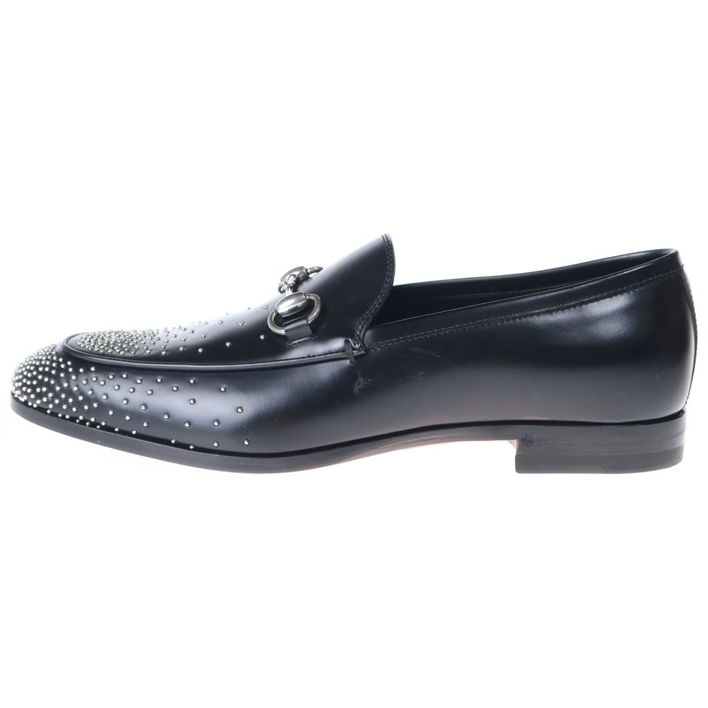 Gucci Studded Horsebit Leather Low Cut Shoes Loafers Black
