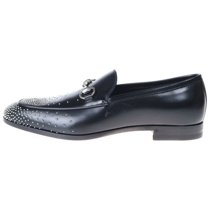 Gucci Studded Horsebit Leather Low Cut Shoes Loafers Black