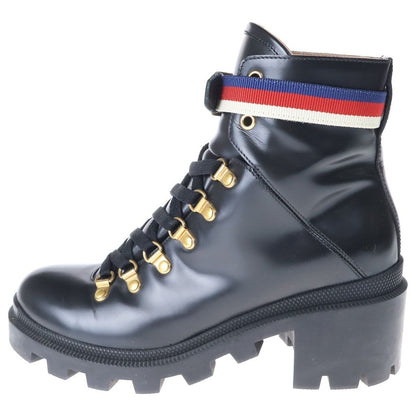 Gucci Sylvie Web Ankle Boots Black Leather