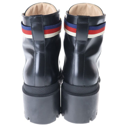Gucci Sylvie Web Ankle Boots Black Leather — view 3