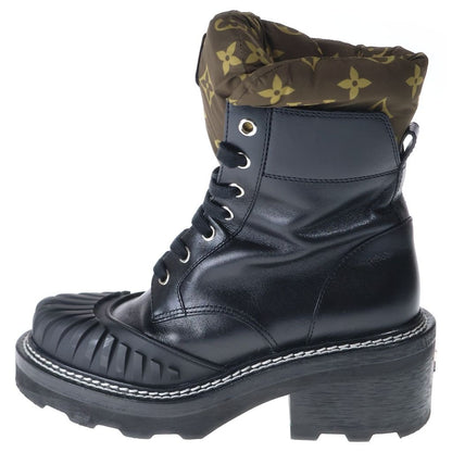 Louis Vuitton LV Bob Line Monogram Leather Lace Up Ankle Short Boots Black