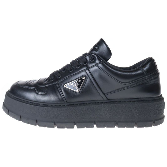 Prada Triangle Logo Leather Sneakers Black