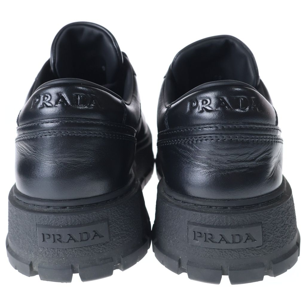 Prada Triangle Logo Leather Sneakers Black — view 3