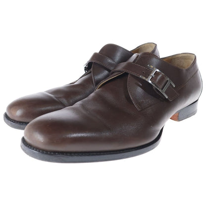 Hermes Single Monk Strap Logo Buckle Leather Dress Business Shoes Brown — view 2