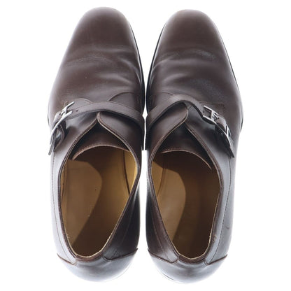 Hermes Single Monk Strap Logo Buckle Leather Dress Business Shoes Brown — view 4