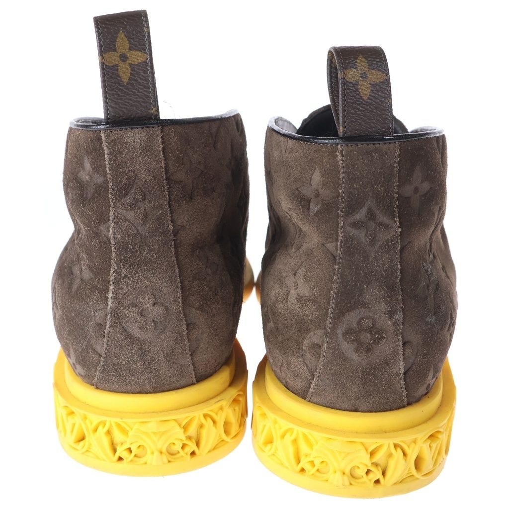 Louis Vuitton LV Dimension Monogram Suede Leather Ankle Chukka Boots Brown — view 3