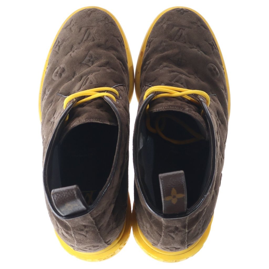 Louis Vuitton LV Dimension Monogram Suede Leather Ankle Chukka Boots Brown — view 4