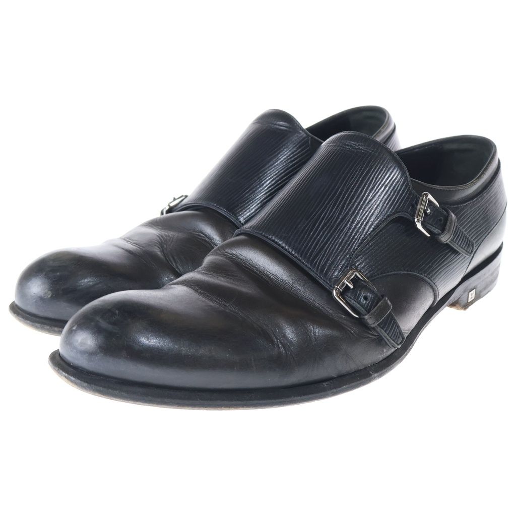 Louis Vuitton Epi Leather Double Monk Strap Dress Business Shoes Black — view 2