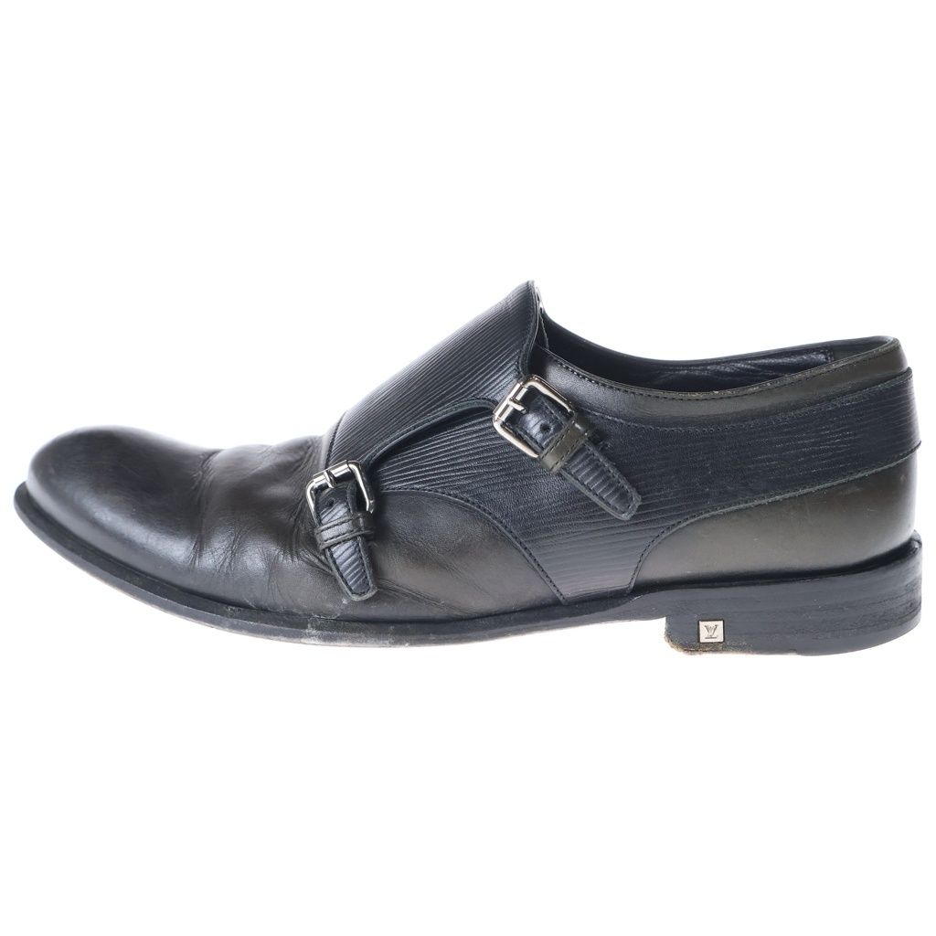 Louis Vuitton Epi Leather Double Monk Strap Dress Business Shoes Black