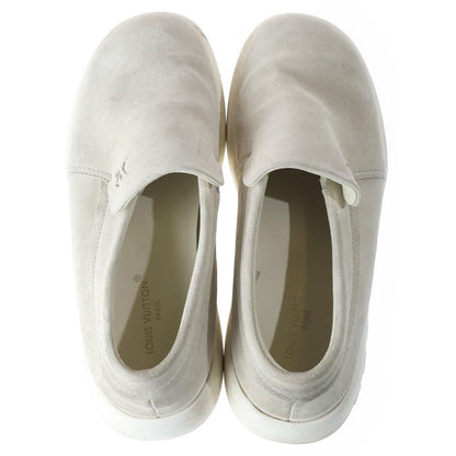 Louis Vuitton Pacific Line LV Logo Plate Suede Leather Slip Ons Sneakers Ivory — view 4