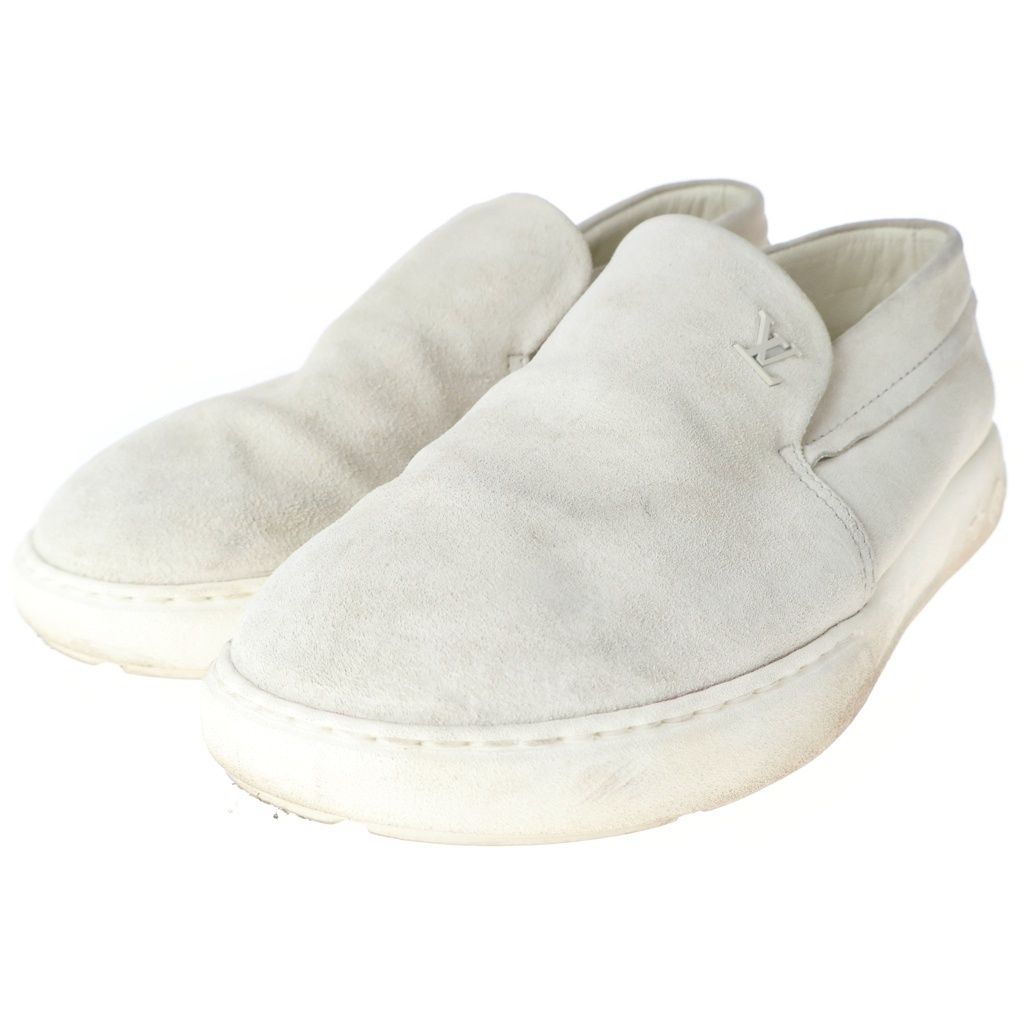 Louis Vuitton Pacific Line LV Logo Plate Suede Leather Slip Ons Sneakers Ivory — view 2
