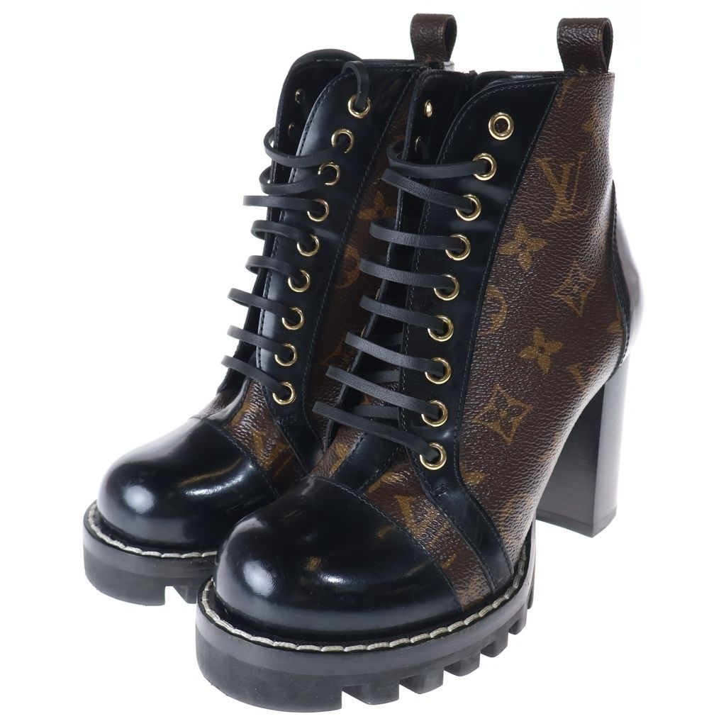 Louis Vuitton LV Star Trail Line Ankle Heels Boots Black Brown — view 2
