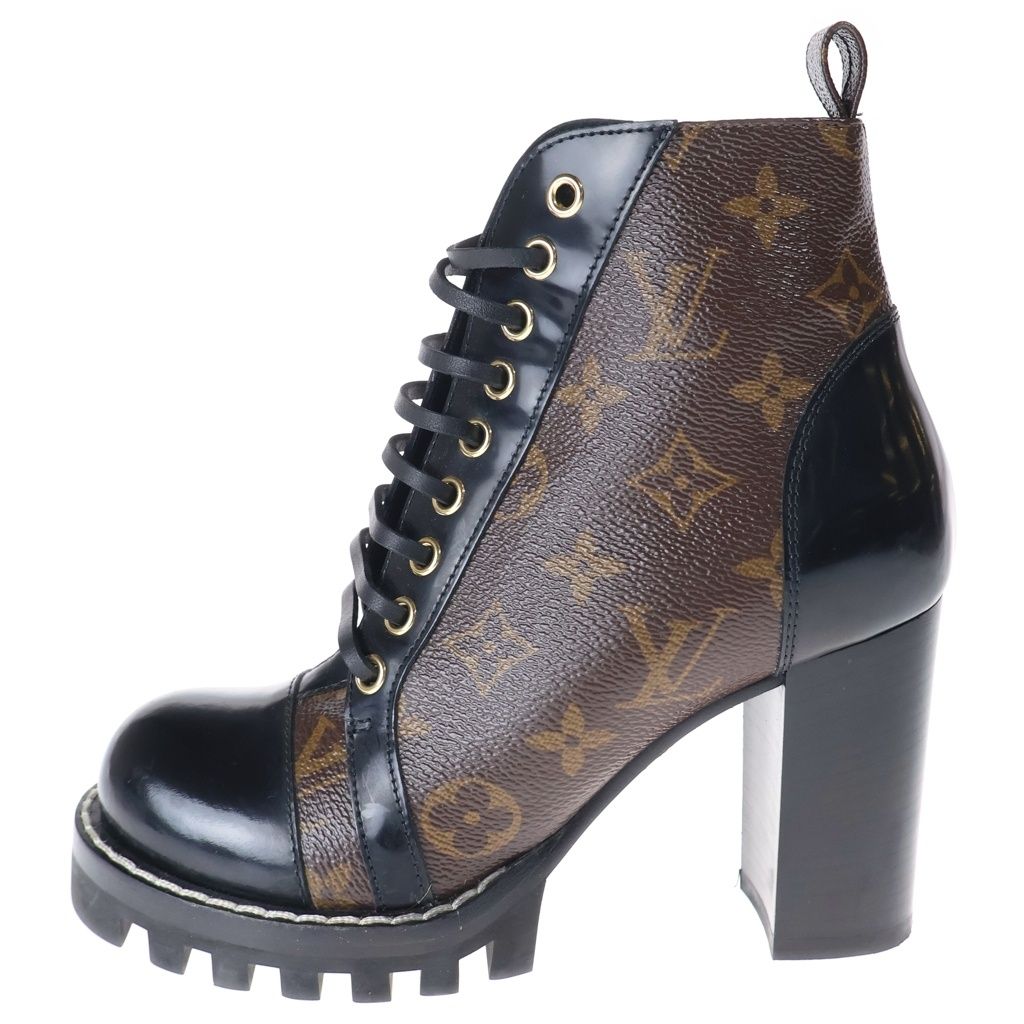 Louis Vuitton LV Star Trail Line Ankle Heels Boots Black Brown