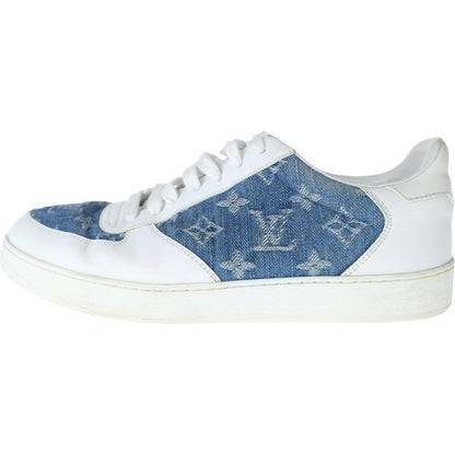 Louis Vuitton Rivoli Line Low Cut Sneakers White Blue Denim Leather 6