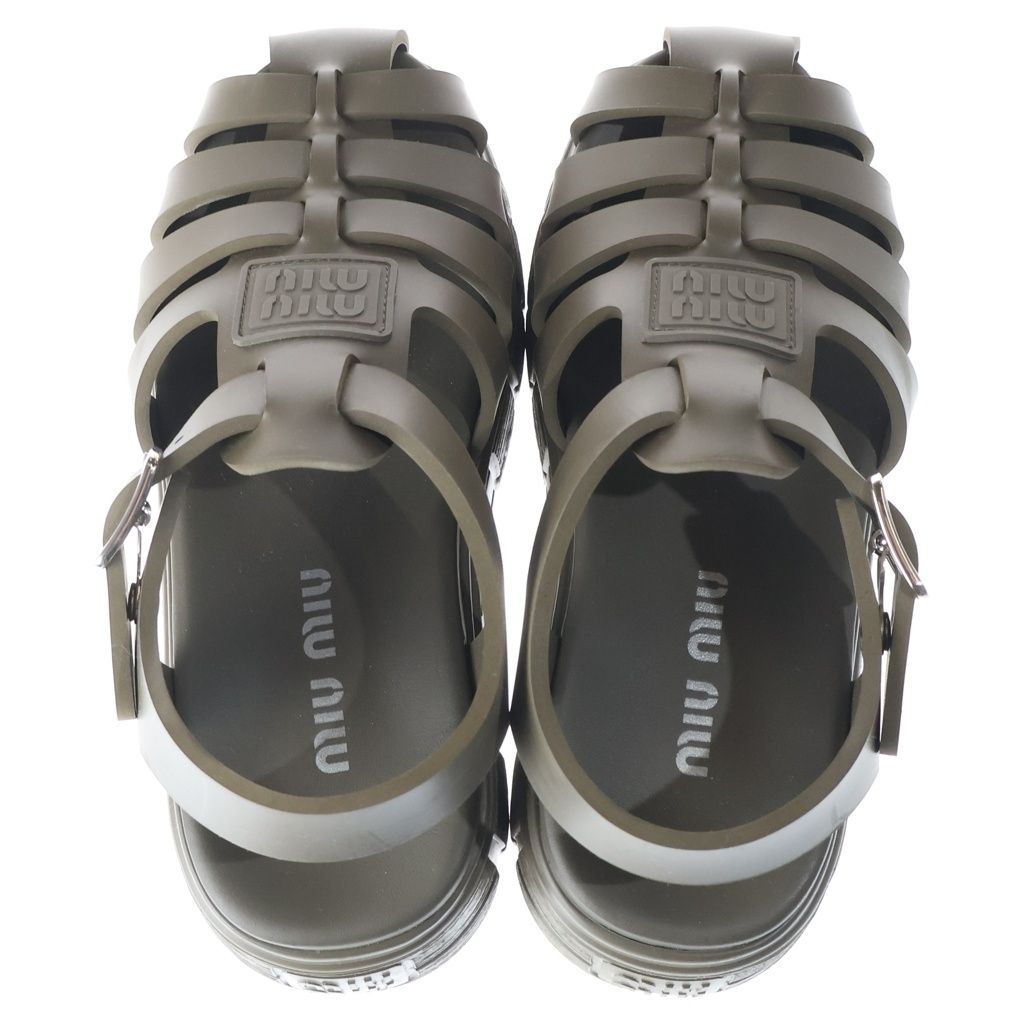Miu Miu Platform Fisherman Sandals Khaki — view 4
