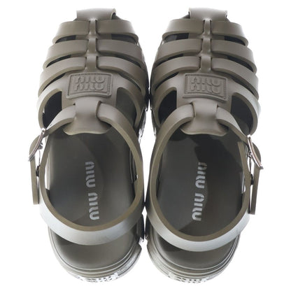 Miu Miu Platform Fisherman Sandals Khaki — view 4
