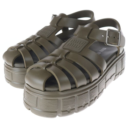 Miu Miu Platform Fisherman Sandals Khaki — view 2