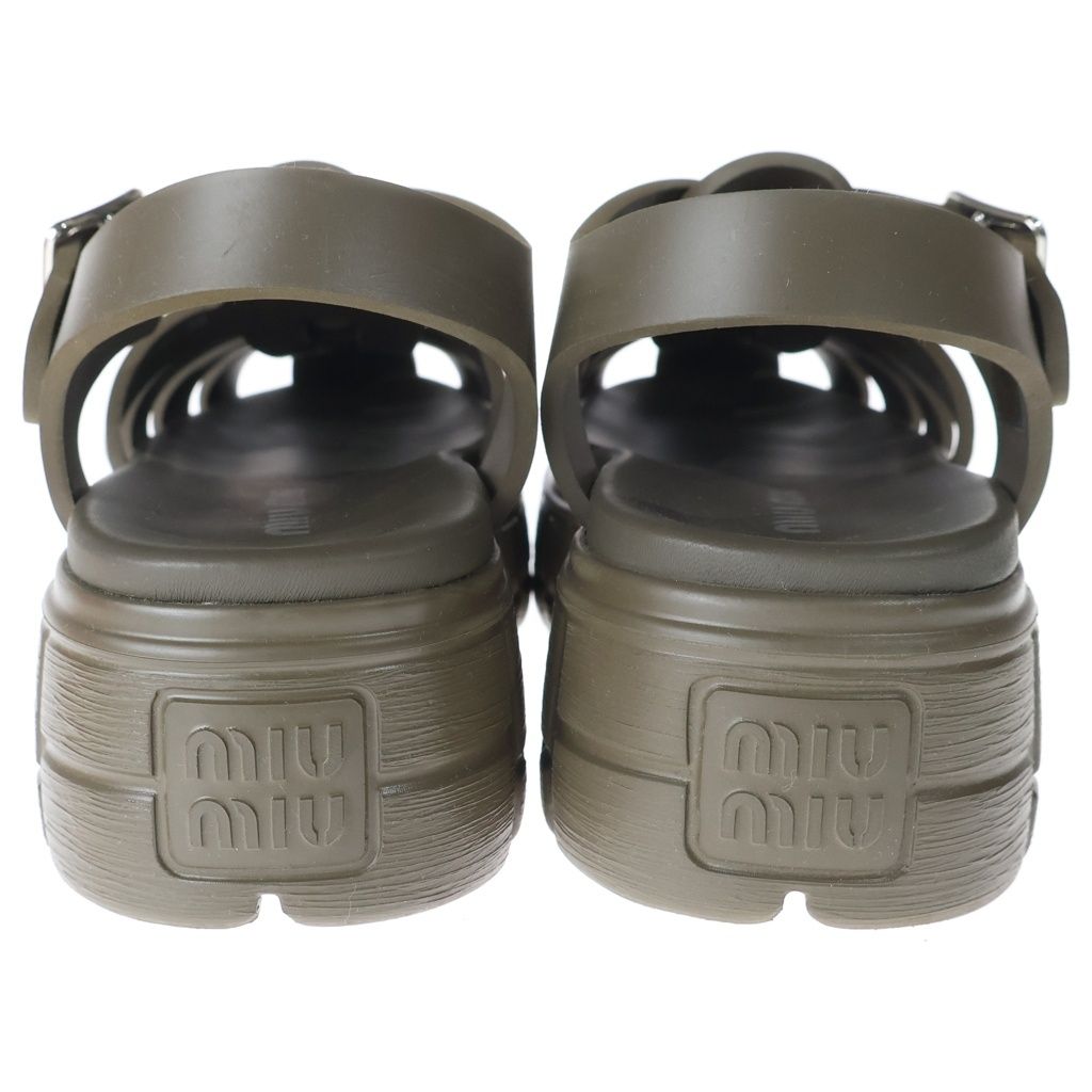 Miu Miu Platform Fisherman Sandals Khaki — view 3