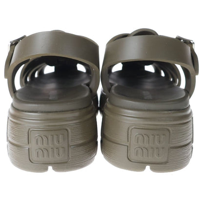 Miu Miu Platform Fisherman Sandals Khaki — view 3