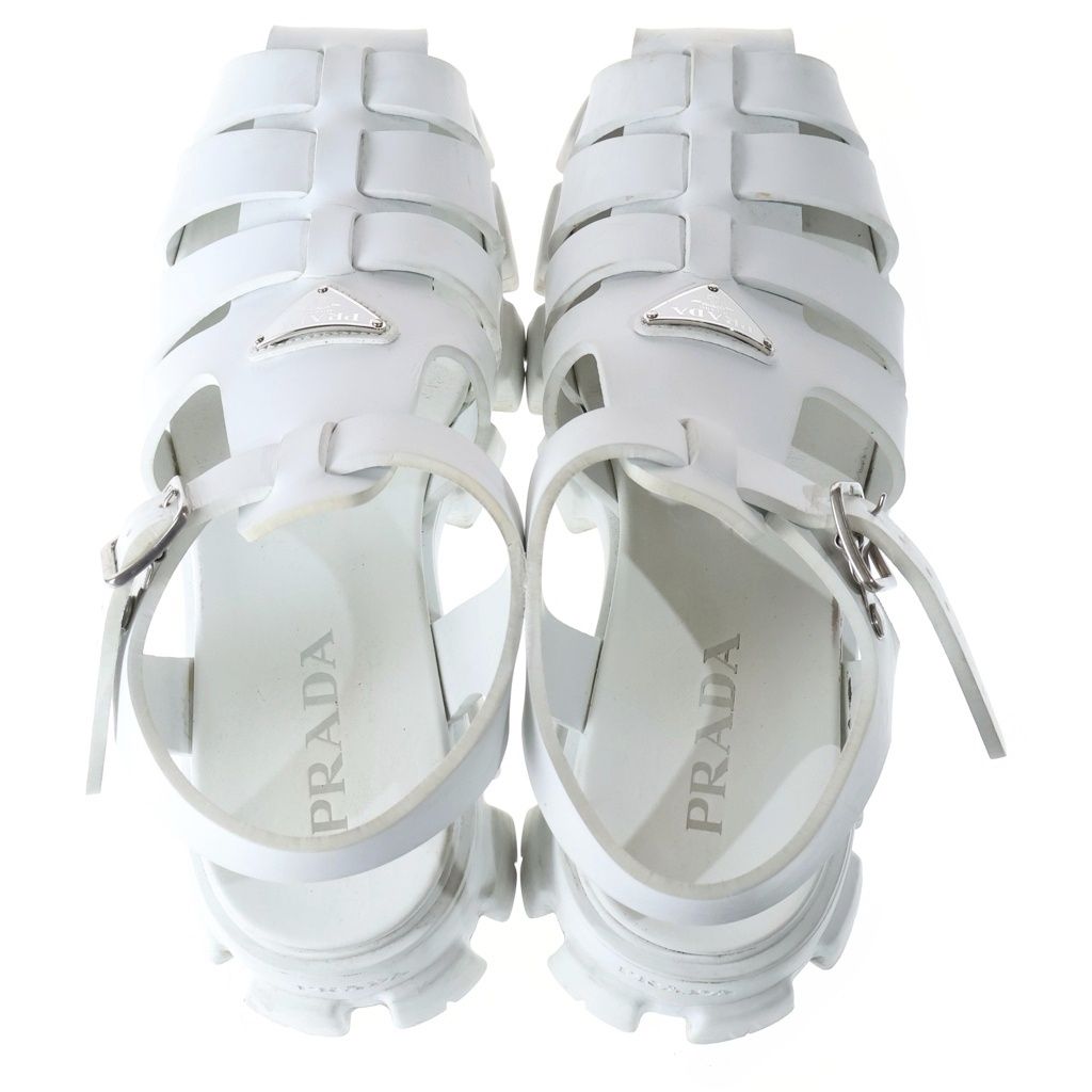 Prada Triangle Logo Monolith Foam Rubber Sandals White — view 4