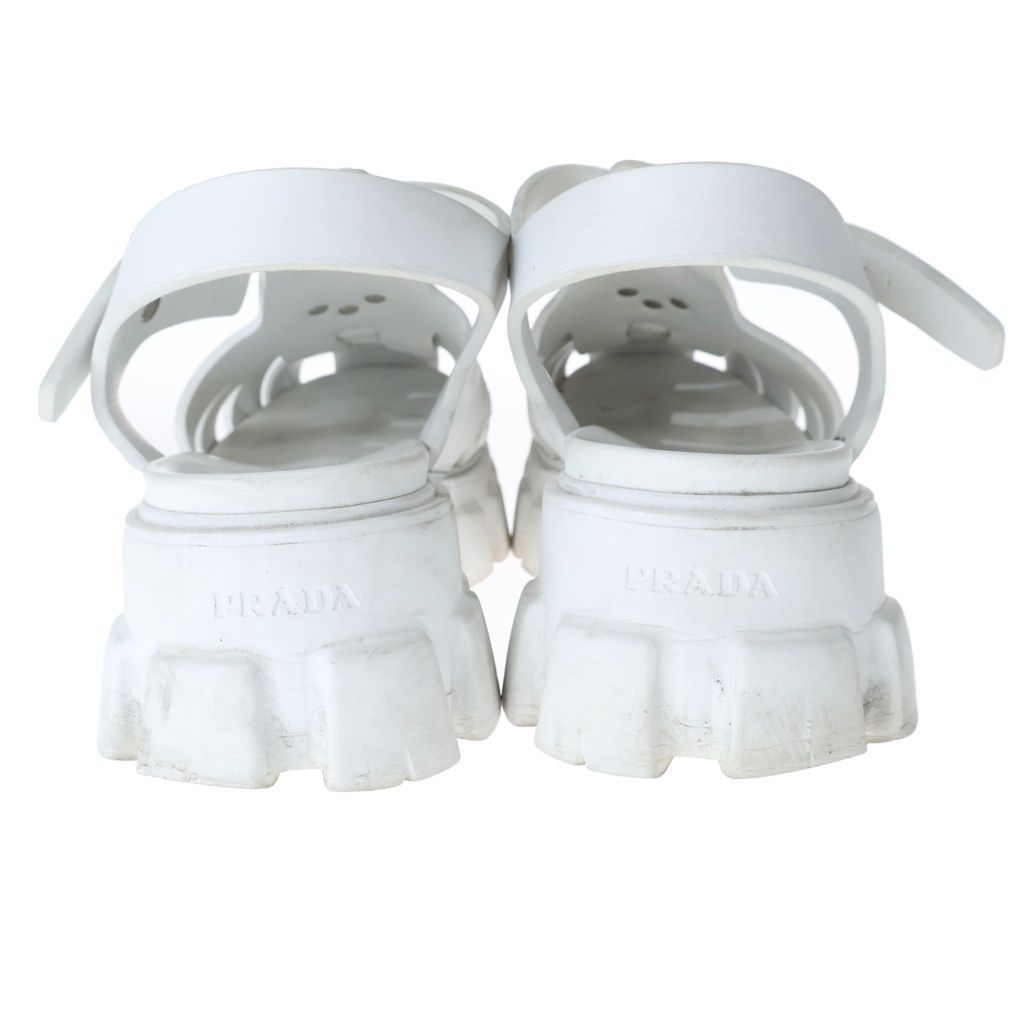 Prada Triangle Logo Monolith Foam Rubber Sandals White — view 3