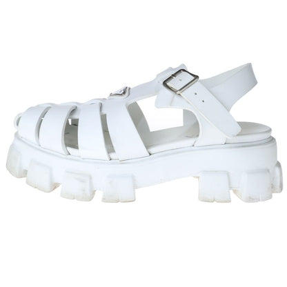 Prada Triangle Logo Monolith Foam Rubber Sandals White