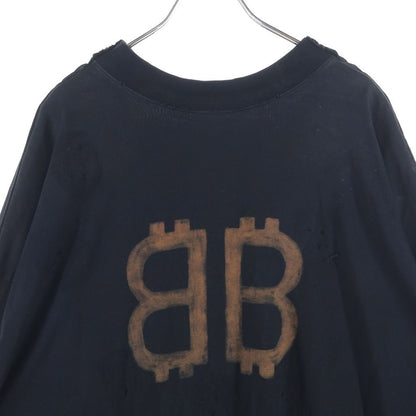 Balenciaga ZL S Double Front T-shirts Paris Print Long Sleeve T-Shirt Black — view 4
