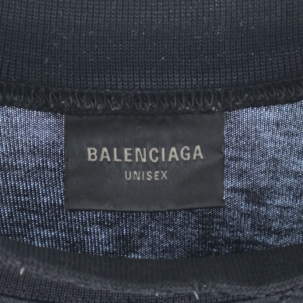 Balenciaga ZL S Double Front T-shirts Paris Print Long Sleeve T-Shirt Black — view 6
