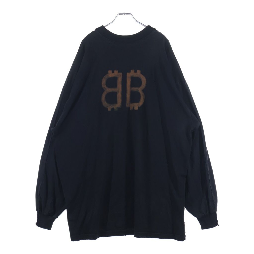 Balenciaga ZL S Double Front T-shirts Paris Print Long Sleeve T-Shirt Black — view 2