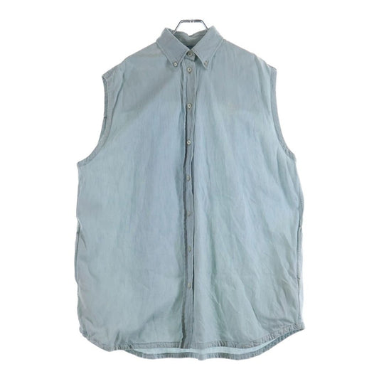 Prada Logo Embroidery Oversize Sleeveless Denim Shirt Indigo