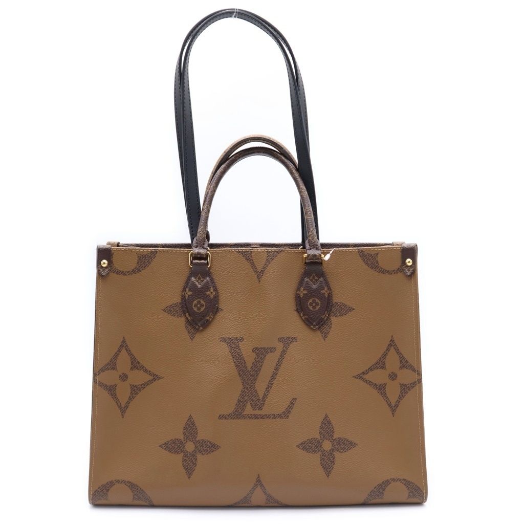 Louis Vuitton On The Go MM Monogram Giant Reverse 2-Way Tote Brown