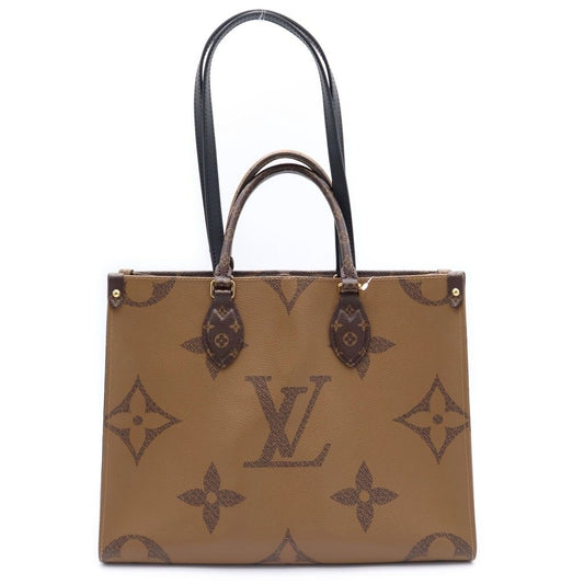 Louis Vuitton On The Go MM Monogram Giant Reverse 2-Way Tote Brown